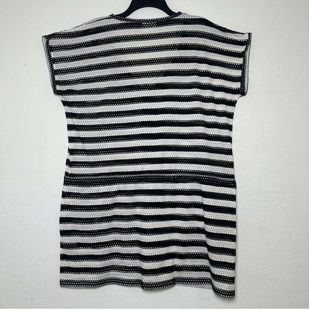 Calvin Klein Black and White Striped Drawstring Dress Beach Cover-Up Size L/XL - Picture 4 of 16